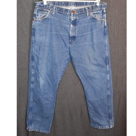 Wrangler Cowboy Men's 40x30 Distressed Western Denim Jeans - Picture 1 of 8